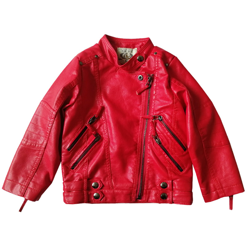 Streetwear Brand Red Logo - Jaket Kulit Pu Sepeda Motor Merah