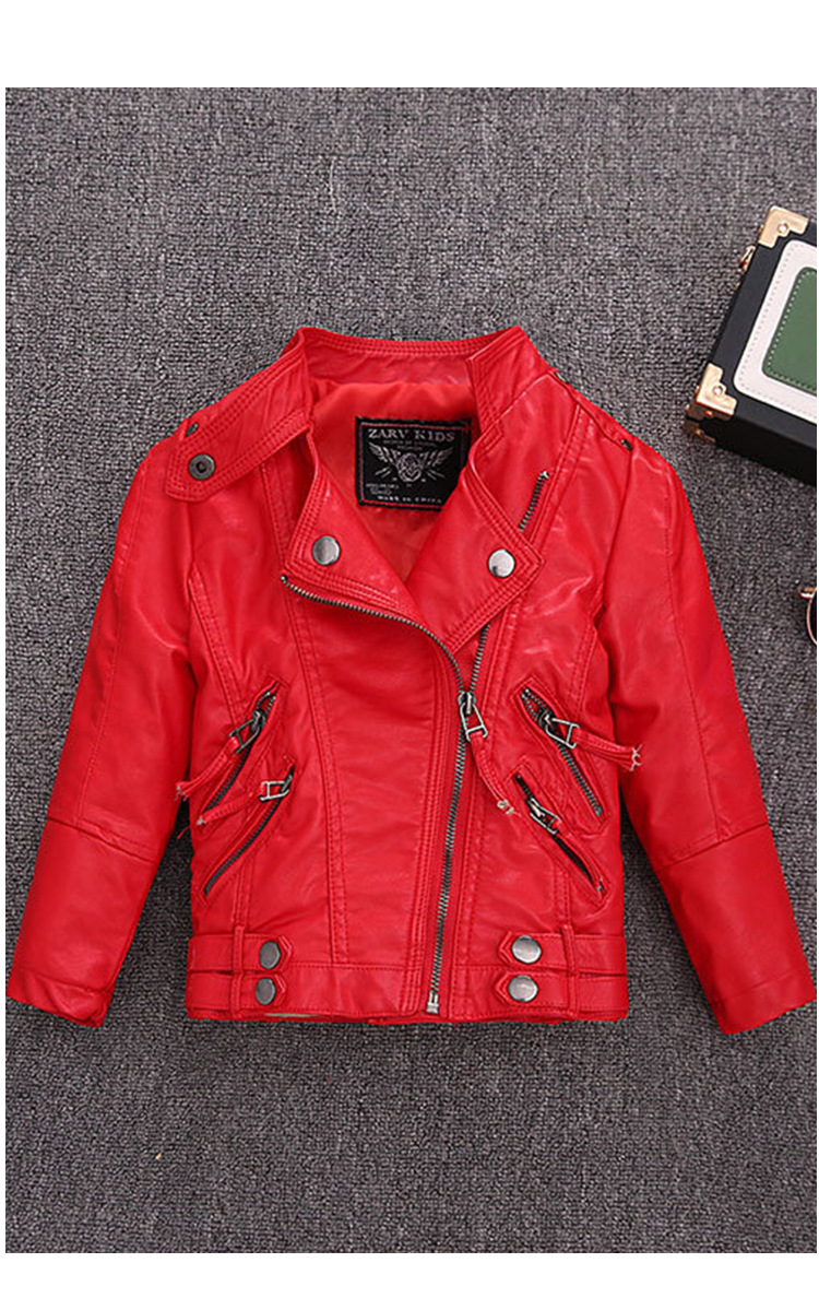 Streetwear Brand Red Logo - Jaket Kulit Pu Sepeda Motor Rock